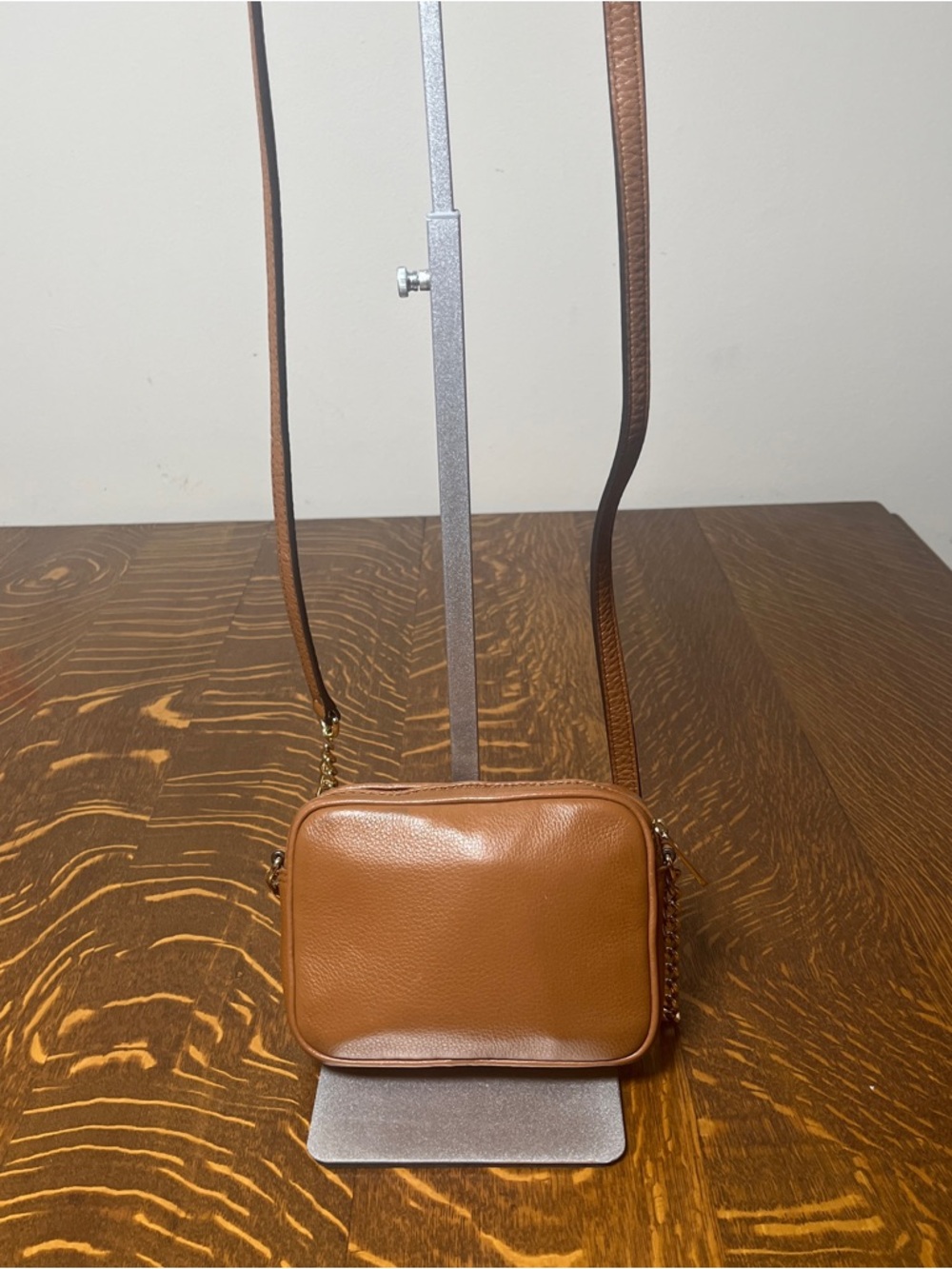 Michael Kors Brown Leather Crossbody with Gold MK Emblem - Picture 3 of 8